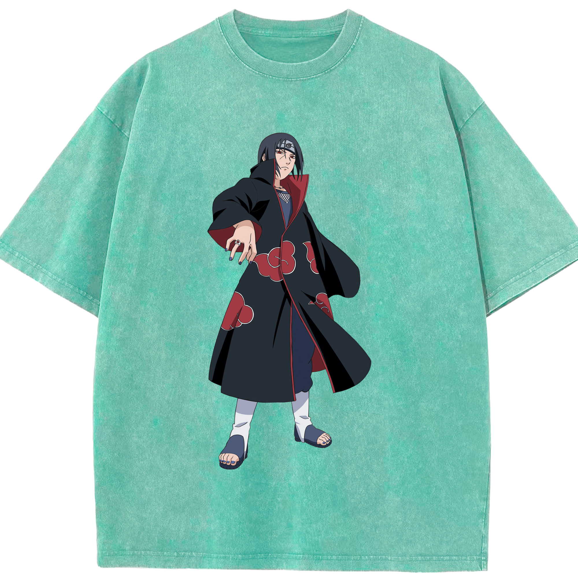 （画像用） NARUTO -ナルト- うちは イタチ Uchiha Itachi 綿100% ヴィンテージ風 半袖Tシャツ（フロントプリント）